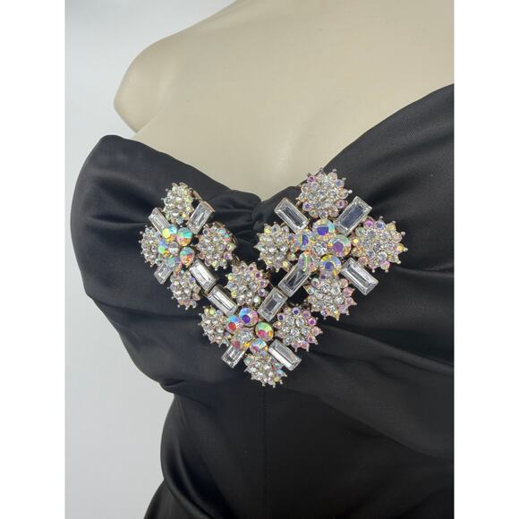 Vintage 90s Y2K Cache Strapless Mermaid Gown Black Ruched Sz 2 Dress Fairy Goth - Picture 7 of 15